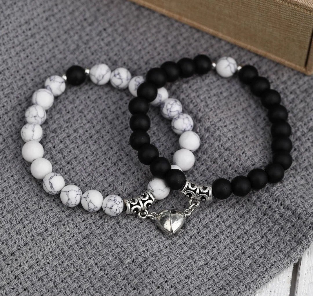 Magnetic Heart Beaded Couple Bracelet - For Him & Her @499 + Free Delivery